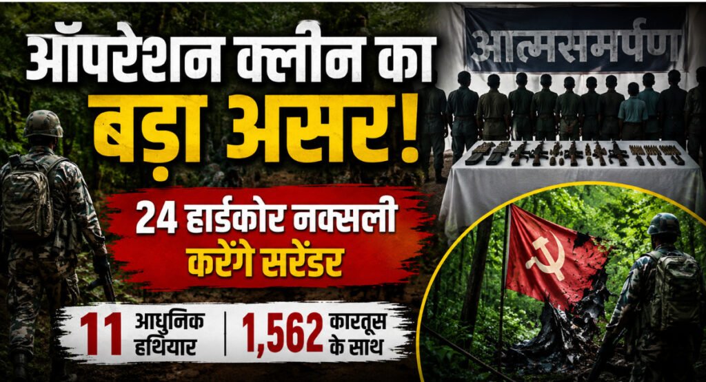 ऑपरेशन क्लीन का बड़ा असर: ढह गया माओवादियों का सेफ जोन, 24 हार्डकोर नक्सली मंगलवार को करेंगे सरेंडर
