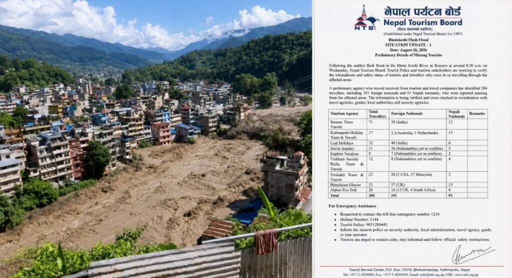 नेपाल बाढ़ में 16 की मौत, 105 भारतीय समेत 400 टूरिस्ट लापता