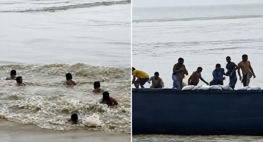 भागलपुर में गंगा नदी पार कर रहे मजदूरों की पलटी नाव , 18 सवारों में 6 लापता
