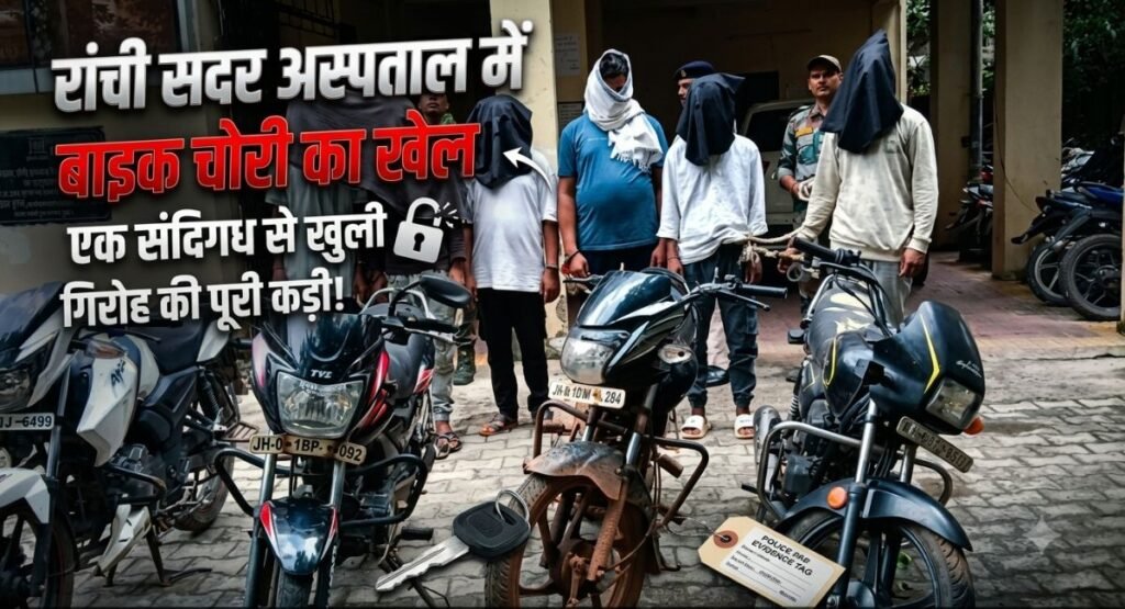 रांची सदर अस्पताल में बाइक चोरी का खेल बेनकाब, एक संदिग्ध से खुली गिरोह की पूरी कड़ी