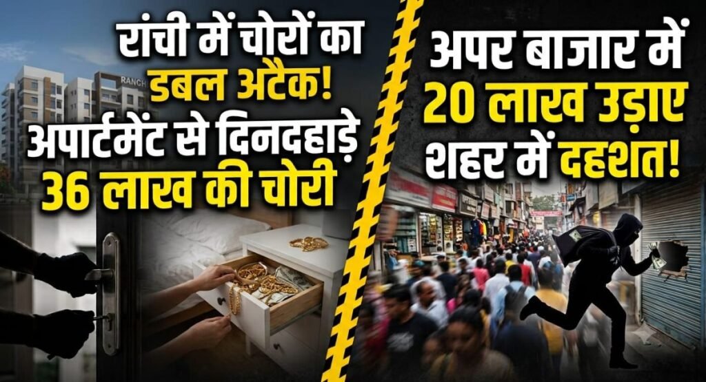 रांची में चोरों का डबल अटैक, दिनदहाड़े अपार्टमेंट से 36 लाख उड़ाए वही अपर बाजार से 20 लाख की चोरी