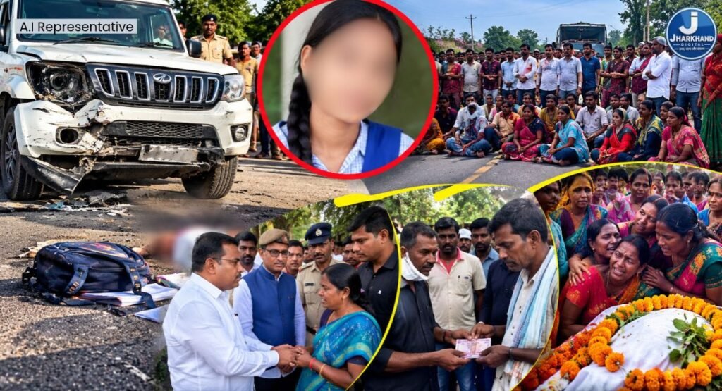 रांची में सड़क हादसे में 14 वर्षीय छात्रा की मौत, आक्रोशित ग्रामीणों ने किया सड़क जाम